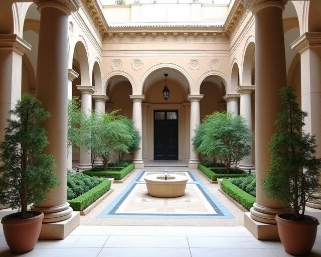 Peristilio interno di un palazzo nel centro di Roma.
